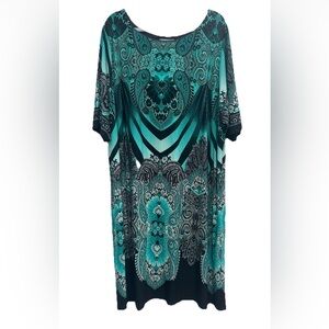 Catherine’s Dress Womens 3X Paisley Shift Jersey Midi Stretch Medallion Party